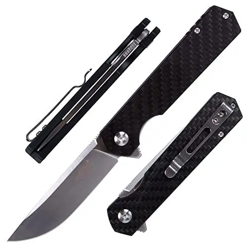 Produktbild: Firebird GANZO FH11S-CF Taschenmesser D2 Stahlklinge Ergonomischer G10 Anti-Rutsch-Griff mit Clip Camping Angeln Jagd Ausrüstung Outdoor Flipper EDC Taschenmesser (Kohlefaser)