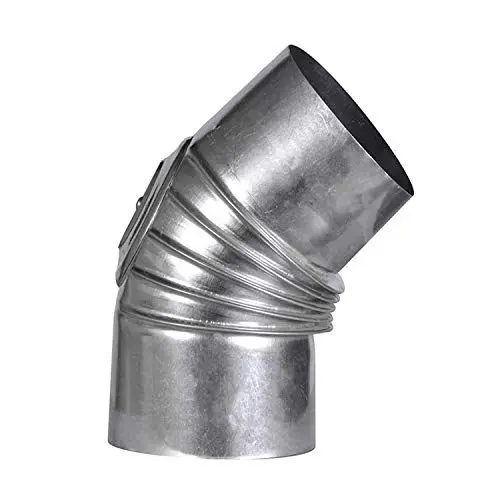Produktbild: FIREFIX A150/B4T FAL Bogen 45°, starr, mit Reinigungstür, ø 150 mm - Ofenrohre aus Stahlblech, 0,6 mm stark, konisch einsteckbar, Längen lasergeschweißt, Silber