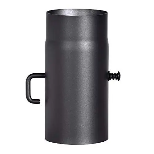 Produktbild: FIREFIX R130/2D Ofenrohr aus 2 mm starken Stahl (Rauchrohr) in 130 mm Durchmesser, für Kaminöfen und Feuerstellen, Senotherm, schwarz, 250 mm lang mit Regulierklappe