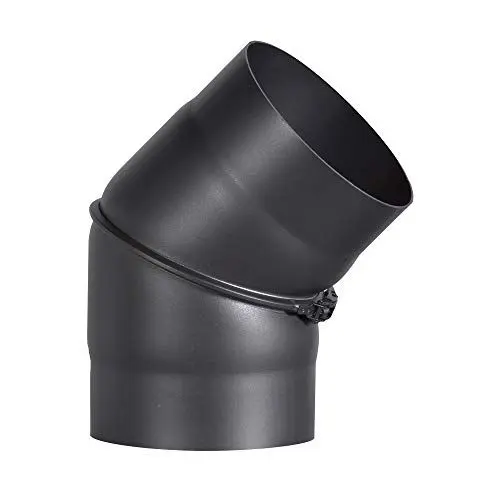 Produktbild: FIREFIX R150/B45 Ofenrohrbogen aus 2 mm starken Stahl (Rauchrohr) in 150 mm Durchmesser, für Kaminöfen und Feuerstellen, Senotherm, schwarz, 0-45 Grad verstellbar, ohne Reinigungstür
