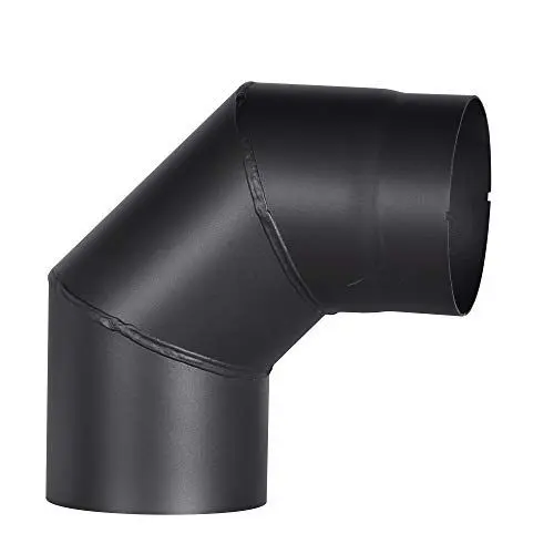 Produktbild: Ofenrohrbogen aus 2 mm starken Stahl (Rauchrohr) in 160 mm Durchmesser, für Kaminöfen und Feuerstellen, Senotherm, schwarz, 90 Grad, ohne Reinigungstür
