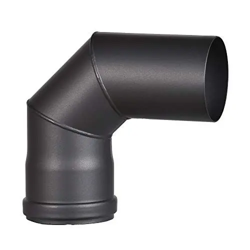 Produktbild: FIREFIX R80/B90 Pelletofenrohr-Bogen aus 1,2 mm starken Stahl in 80 mm Durchmesser, für Pelletöfen und Pelletfeuerstellen, Senotherm, schwarz, 90 Grad, ohne Tür