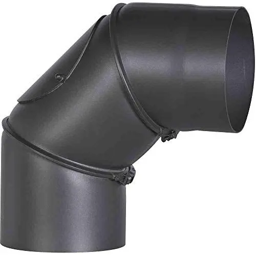 Produktbild: FireFix R150/B Ofenrohrbogen aus 2 mm starken Stahl (Rauchrohr) in 150 mm Durchmesser, für Kaminöfen und Feuerstellen, Senotherm, schwarz, 0-90 Grad verstellbar, mit Reinigungstür