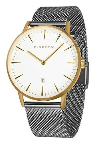 Produktbild: FIREFOX Damen- Armbanduhr Passion analog Quarz Edelstahl vergoldet Milanaise Mesh Armband Zifferblatt weiß 5 ATM wasserdicht FFPL02-044