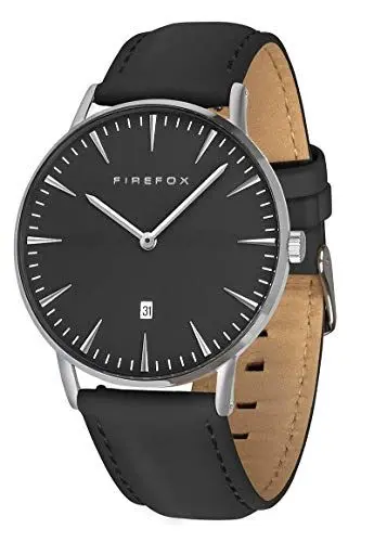 Produktbild: FIREFOX Damenuhr Herren- Armbanduhr Passion analog Quarz Edelstahl Lederarmband schwarz 5 ATM wasserdicht FFPL02-181