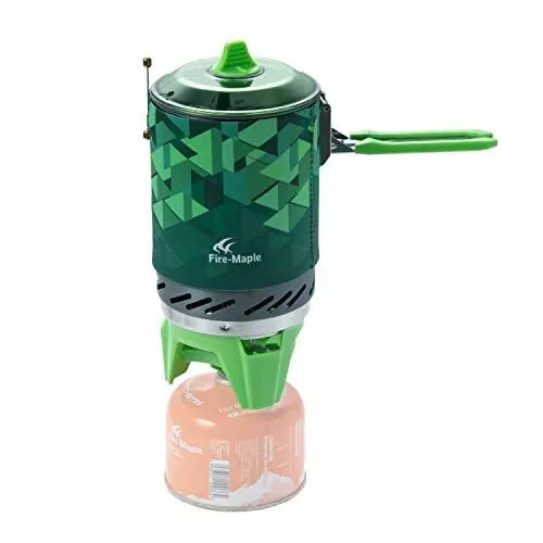 Produktbild: Fire-Maple X2 Campingkocher Gas Kocher Persönliches Kochsystem für Outdoor Aktivitäten tragbarer Propan-Gasbrenner mit Piezozündung, Töpferstütze und Ständer für Trekking Bushcraft Grün