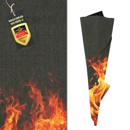 Produktbild: FireMat GreenSilk Edition 50x30cm, die Feuerfeste Unterlage, Brandschutzunterlage. Schutz unter Elektrogeräte und sichere Nutzung mit Induktionsherden