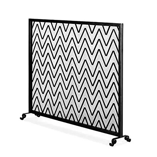 Produktbild: Fireplace Screen Guard, Feuerschutz-Kaminschutzgitter mit Design im Missionsstil, freistehender Funken-Flammenschutz aus Eisenmetall für die Küche zu Hause