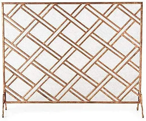 Produktbild: Fireplace Screen Guard, Funkenschutz-Feuer-Funkenschutz-Bildschirm Einteiliger Kaminschutz/Funkenschutz, schmiedeeiserne Kaminschutzgitter für Wohnzimmerdekoration und Feuerstelle im Freien, Roségold