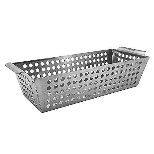 Produktbild: FireRocket Grillkorb 31,5 x 13,5 cm | Edelstahl Grillschale mit hohen Seiten | Ideal für Grillgemüse und Fisch | Gasgrill Elektrogrill Kohlegrill | spülmaschinengeeignet