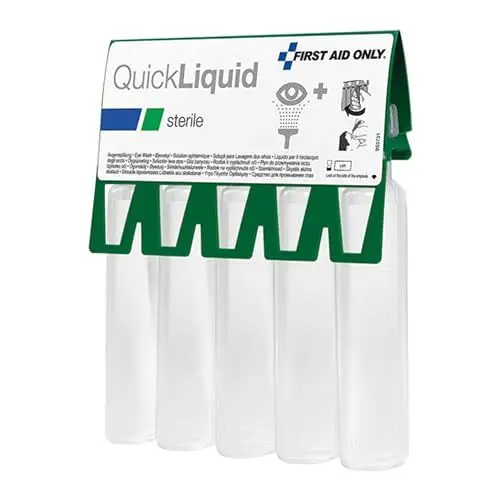 Produktbild: First Aid Only Augenspüllösung QuickLiquid (5 x 20 ml) | Sterile 0.9% Kochsalzlösung als Notfall-Augendusche | 5-er Pack 20ml Natriumchlorid Augenspülflasche für Erste-Hilfe | P-44009 00
