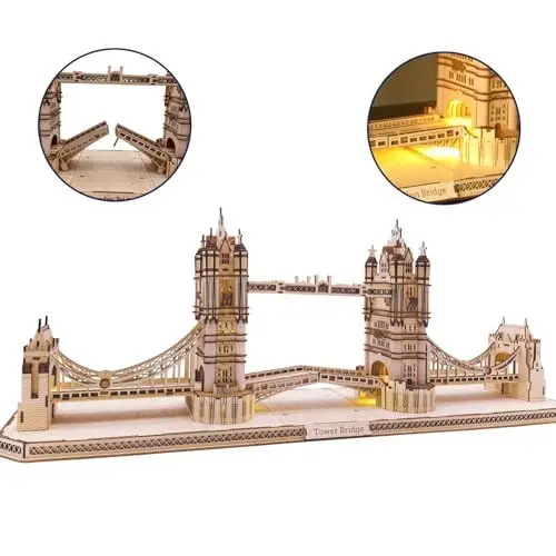 Produktbild: fisca 3D Puzzle Modell Bausatz Londoner Brücke Modell Bausätze mit Led Licht, Model Craft Architecture Building Puzzle Set, DIY-Hobby-Geschenk für Erwachsene (Londoner Brücke)