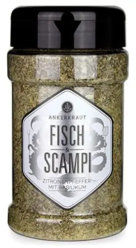 Produktbild: Ankerkraut Fisch & Scampi, Gewürz für Fisch kaufen, mit Knoblauch und Zitrone, frisch, würzig, mit milder Schärfe, 150 g im Streuer