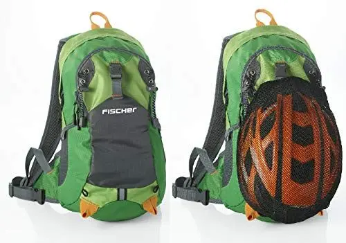 Produktbild: FISCHER 50368 Fahrrad Rucksack mit Helmnetz | Trinkblasenöffnung | Regencover | ergonomisches Tragesystem | Hüftgurt | Brustgurt, Grün