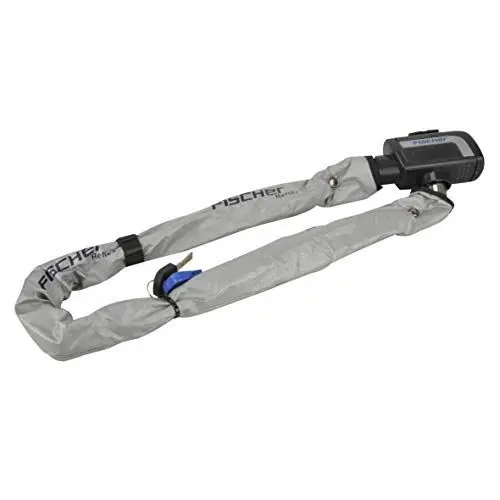 Produktbild: FISCHER 85866 Fahrradschloss mit Reflexstreifen, Kettenschloss, 80 cm, mit zwei Schlüsseln, davon einer mit LED-Leuchte