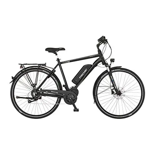 Produktbild: FISCHER E-Bike Trekking VIATOR 3.0 Elektrofahrrad für Damen und Herren, RH 55 cm, Mittelmotor 80 Nm, 48 V Akku, schwarz matt, 55cm-557Wh