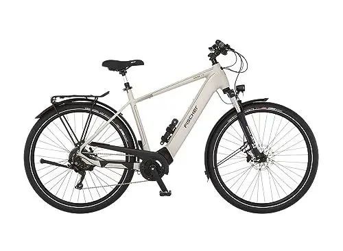 Produktbild: FISCHER E-Bike Trekking VIATOR 7.0i Elektrofahrrad für Damen und Herren, RH 55 cm, Mittelmotor 70 Nm, 36 V Akku, zementgreige matt, 55cm-630Wh