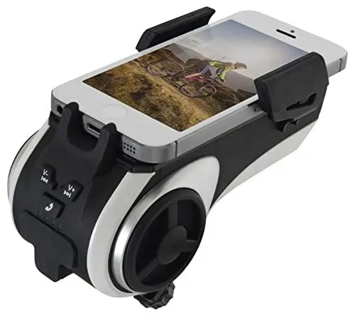 Produktbild: FISCHER Smartphone-Halter mit Musikbox und Powerbank für Fahrrad, Smartphone Halterung, Universal Handyhalter, für Smartphones mit 50 - 90 mm Breite