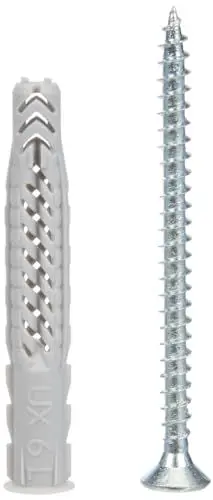 Produktbild: FISCHER Universaldübel UX 6 x 50 R S/5, je 25 Nylondübel mit passenden Schrauben, Allzweckdübel mit Rand, für optimalen Halt bei Befestigungen in Beton, Gipskarton, Kalksand-Lochstein uvm.