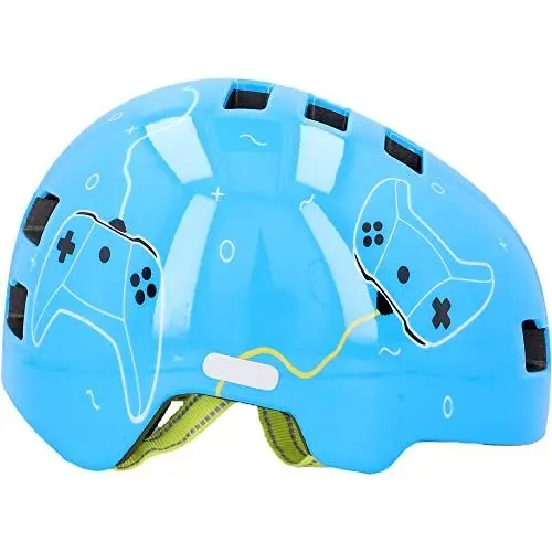 Produktbild: Fischer BMX Fahrradhelm Plus Radhelm, Dirt Bike Helm mit integriertem LED-Rücklicht, Game/hellblau, S/M, 54-59cm