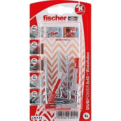 Produktbild: fischer DUOPOWER 8x40 WH K (4) - Dübelset - Ski - Alpin - Fortgeschritten - 40 mm - Weiß
