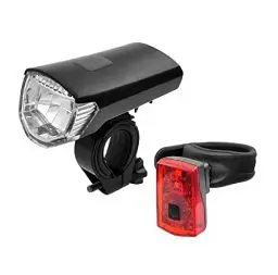 Produktbild: Fischer Fahrrad Beleuchtungs-Set 30/15 Lux, Akku-Leuchtenset, Front- und Rückleuchte, mit Akku und USB-Ladefunktion, 2 Leuchtfunktionen, Spritzwasserschutz nach IP44, StVZO-zugelassen