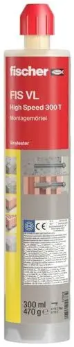 Produktbild: fischer Injektionsmörtel FIS VL 300 T HighSpeed, der solide Montagemörtel für Standardanwendungen in gerissenem Beton und Mauerwerk, hohe Flexibilität durch abgestimmte Systemkomponenten, 300 ml