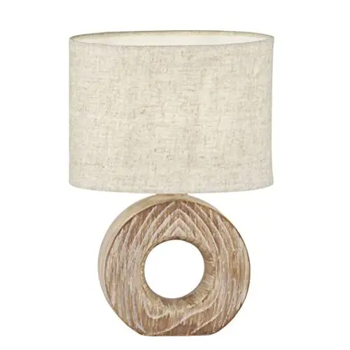 Produktbild: Fischer & Honsel|Tischleuchte, Hanke|holzfarben|Stoffschirm-leinen sand|L: 20,00 cm, B: 13,00 cm, H: 31,00 cm|mit Schnurschalter|1x E14 max. 25,0 Watt|50609, Sandfarben