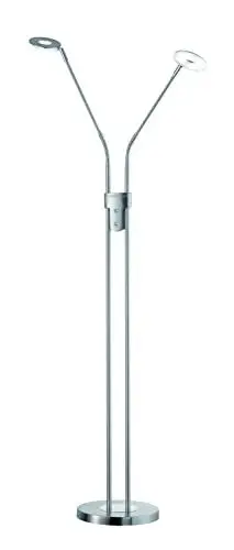 Produktbild: Fischer & Honsel Stehleuchte Dent, 2x LED 6 Watt, Matt, Nickelfarben, 3 Stufen CCT, Stufenlos Dimmbar, Flexarme, 40108, 25x25x150cm (LxBxH), 1600 Lumen, 2700K/ 3350K/ 4000K
