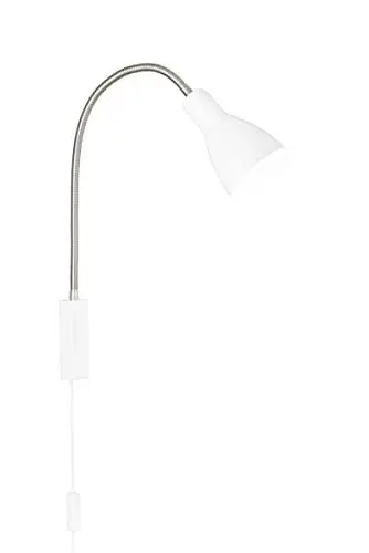 Produktbild: Fischer & Honsel Wandleuchte Lolland, Dekorative Bettleseleuchte mit Flexschlauch zur individuellen Ausrichtung, Anschlusskabel weiß, E27-Fassung, Metall, Sandweiß & Nickelfarben matt, 11x52cm