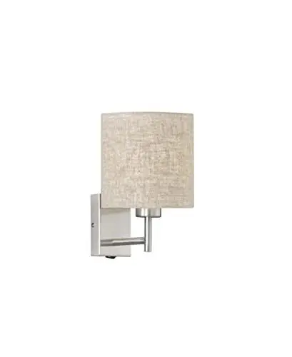 Produktbild: Fischer & Honsel Wandleuchte Dreamer, Klassische Wandbeleuchtung für Wohn- und Schlafzimmer mit Stoffschirm und Schalter, Metall & Leinen, Sandfarben & Nickelfarben matt, 16 x 24cm 30309