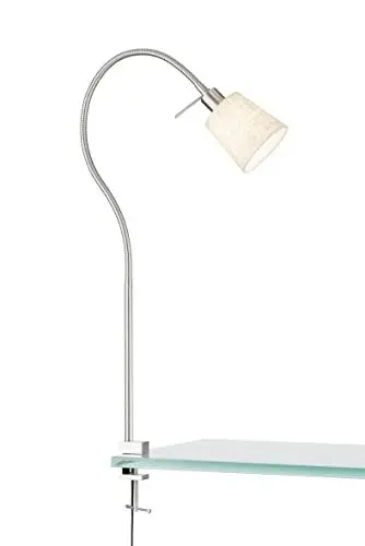 Produktbild: Fischer & Honsel | Klemmleuchte, Jam | nickelfarben matt| Stoffschirm| sandfarben Leinen/weiß| B: 11,00 cm, H: 60,00 cm,| Ausladung Wand: 45,00 cm| mit Schnurschalter| 1x E14 max. 10 Watt | 30324