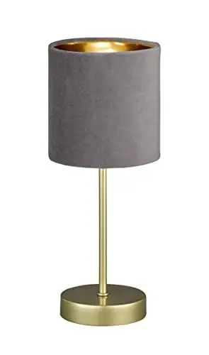 Produktbild: Fischer & Honsel | Tischleuchte, Aura | goldfarben| Stoffschirm| grau Samt/innen goldfarben| H: 34,00 cm, D: 13,00 cm| mit Schnurschalter| 1x E14 max. 25 Watt | 50494