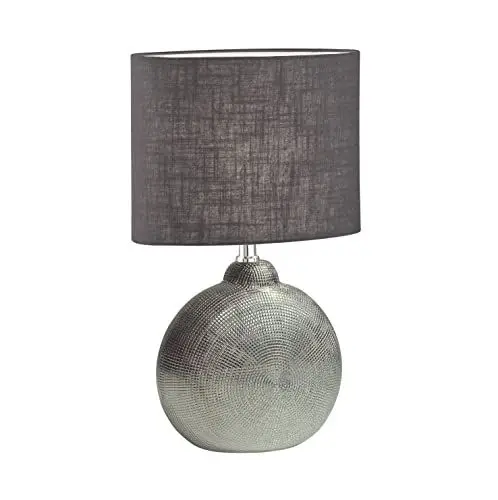 Produktbild: Fischer & Honsel | Tischleuchte, Foro | silberfarben antik| Stoffschirm| anthrazit Leinen innen weiß| L: 23,00 cm, B: 13,00 cm, H: 36,00 cm,| mit Schnurschalter| 1x E14 max. 40 Watt | 50557
