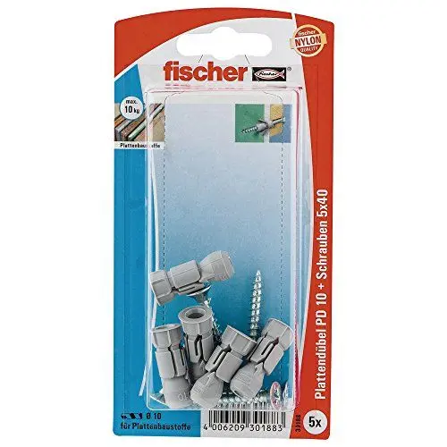 Produktbild: fischer 030188 SK SB-Karte, Inhalt Plattendübel PD 10, 5 x Spanplattenschraube 5 x 40
