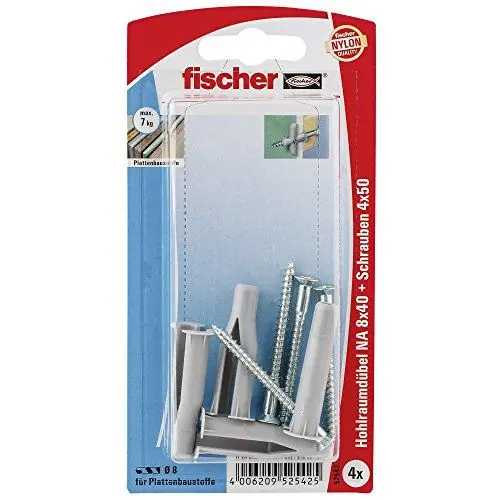 Produktbild: fischer 052542 KS SB-Karte, Inhalt Hohlraumdübel NA 8 x 40, 4 x Senkholzschraube 4 x 50