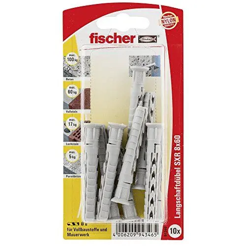 Produktbild: fischer 094346 K SB-Karte, Inhalt: 10 x Langschaftdübel SXR 8 x 60