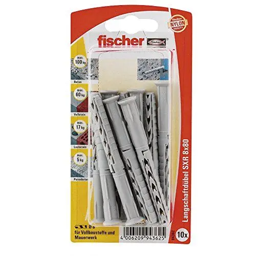 Produktbild: fischer 094362 K SB-Karte, Inhalt: 10 x Langschaftdübel SXR 8 x 80