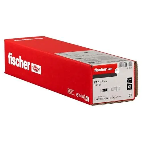 Produktbild: fischer Bolzenanker FAZ II Plus 24/60 gvz, Schwerlastanker mit hoher Tragfähigkeit, Ankerbolzen für Befestigungen schwerer Lasten und Stahlkonstruktionen, Seismik- & ETA-Zulassung