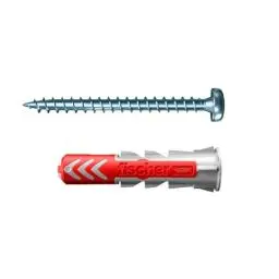 Produktbild: fischer DuoPower 6 x 30 S PH, Universaldübel mit Panheadschraube, 2-Komponenten-Dübel, Kunststoffdübel zur Befestigung in Beton, Ziegeln, Stein, Gipskarton uvm., 50 Dübel + 50 Schrauben