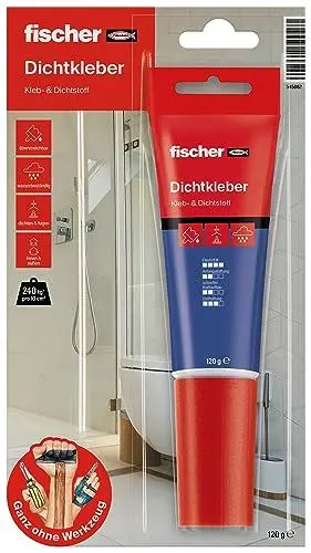 Produktbild: fischer Dichtkleber 120g, Kleb- & Dichtstoff in Weiß, zum Verkleben und Abdichten, wasserbeständiger Universalkleber, handliche Tube, Verwendung ohne Werkzeug