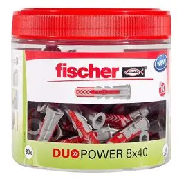 Produktbild: fischer DuoPower 8 x 40, handliche Runddose mit 80 Universaldübeln, leistungsstarker 2-Komponenten-Dübel, Kunststoffdübel zur Befestigung in Beton, Ziegeln, Stein, Gipskarton uvm.