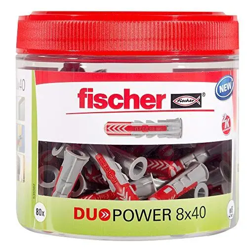 Produktbild: fischer DuoPower 8 x 40, handliche Runddose mit 80 Universaldübeln, leistungsstarker 2-Komponenten-Dübel, Kunststoffdübel zur Befestigung in Beton, Ziegeln, Stein, Gipskarton uvm.