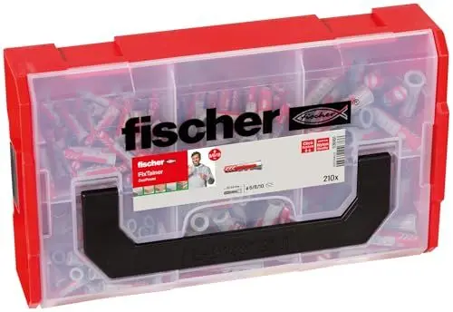 Produktbild: fischer FixTainer DuoPower, Power- & Schlauer Dübelbox mit 210 DuoPower Dübeln (120 Stk. 6 x 30, 60 Stk. 8 x 40, 30 Stk. 10 x 50), Universaldübel für zahlreiche Baustoffe und Befestigungen