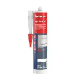 Produktbild: fischer High Tack AC Montageklebstoff, geruchsneutraler, wasserbasierter Montagekleber für den Innenbereich, Acrylatklebstoff zum Verkleben von Bauteilen & Ausgleichen von Unebenheiten, 310 ml, weiß