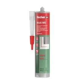 Produktbild: fischer Multi MS Kleb- und Dichtstoff, wasserfester Montagekleber für elastische Verklebungen, MS-Polymer für viele Anwendungen & Untergründe, 290 ml, grau
