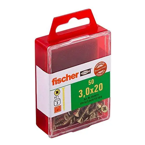 Produktbild: fischer Power-Fast FPF-ST 4, 5 x 35 A2F - Premium Spanplattenschrauben mit Senkkopf zum Befestigen von allg. Holzverbindungen, Vollgewinde, Nicht Rostender Stahl - 50 Stück - Art.-Nr. 657050