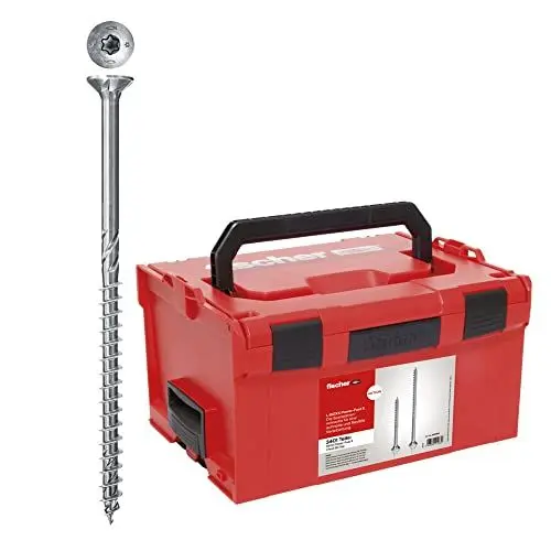 Produktbild: fischer L-Boxx PowerFast II, 3.400 x PowerFast II Spanplattenschrauben in versch. Abmessungen mit Senkkopf, TX-Antrieb & Teilgewinde, für eine schnelle und flexible Verarbeitung, inkl. ProfiBit Set