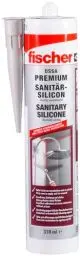Produktbild: fischer Premium-Sanitärsilikon, Silikon zum Abdichten & Verfugen im Sanitär- und Küchenbereich, Kartusche für zahlreiche Anwendungen und Baustoffe, Langzeitschutz vor Schimmel, 310 ml, fugengrau
