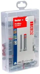 Produktbild: fischer Profi-Box Hohlraumdübel DuoHM + Schraube PZ, Werkzeugkiste mit 52 Dübeln und Schrauben, Plattendübel zum Befestigen von TV-Halterungen, Leuchten, uvm. in Plattenbaustoffen, praktisches Set